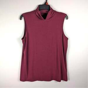 Christopher & Banks Women’s Large Sleeveless Mock Neck Burgundy Rayon Blend Top
